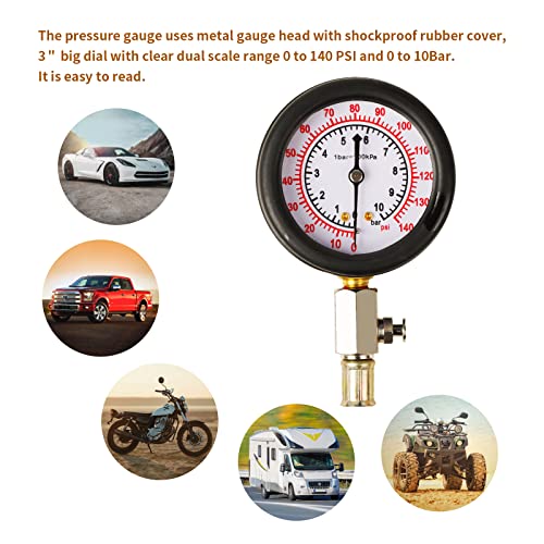 Oil Pressure Tester Tool, Oil Pressure Gauge kit, 0-140 PSI PressureTestDiagnostic Tools, Engine Oil Pressure Tester Tool kit, for car Truck - color: red-1