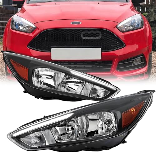 Headlights Assembly w/LED DRL For 2015-2018 Ford Focus MK3 Black Left+Right - color: For 2015-2018 Focus