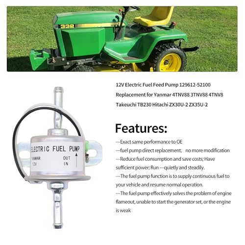 12V Electric Fuel Feed Pump 129612-52100 Compatible with Yanmar - size: 129322-77401
