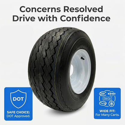 eCustomrim 2-Pack Golf Cart Tires On Rims 18-850-8 18X8.50-8 White 4 Lug - size: Set of 2