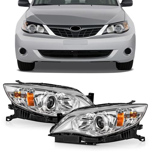 PartsFlow Pair Halogen Headlight Compatible With 2008-2011 Subaru Impreza - color: For 08-11 Subaru Impreza Outback Chrome Housing