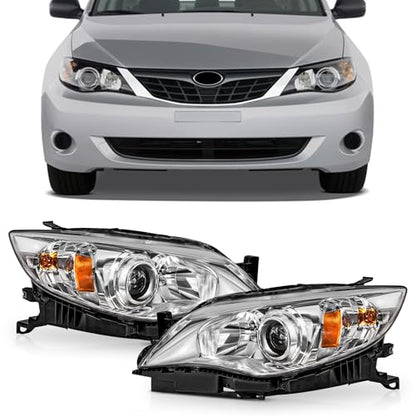 PartsFlow Pair Halogen Headlight Compatible With 2008-2011 Subaru Impreza - color: For 08-11 Subaru Impreza Outback Chrome Housing