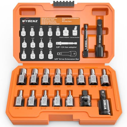 17Pcs Screw Extractor Set, 3/8" Inch Drive Multi-Spline Screw Extractor Kit - color: 17pcs