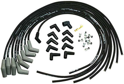 Ford Racing Spark Plug Wire Set, Racing, Spiral Core, 9 mm, Black, 45 Degree Plug Boots, HEI Style Terminal, V6 / V8, Kit