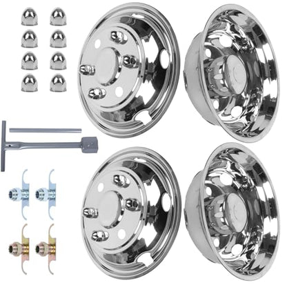 hightall 19.5“ Wheel Simulators 6 Lug 6 Vent Holes,Stainless Steel Hubcaps, Bolts On,Compatible with 1995-2025 Isuzu FRR/NPR/NQR/FSR Lo-Pro and Chevy GMC W4500/W5500 - size: 19.5"For Isuzu