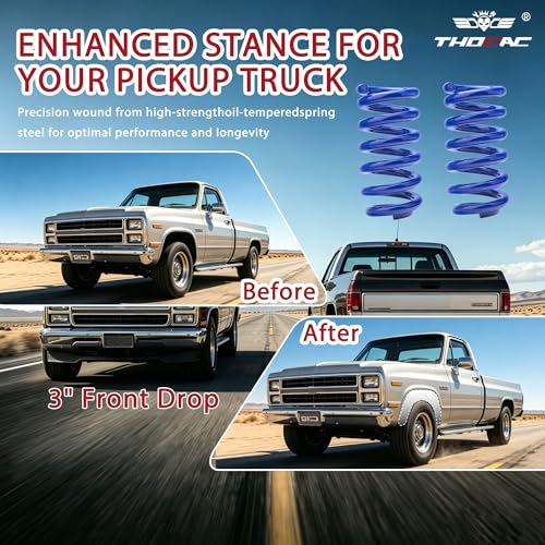 3'' Front Lowering Coil Springs Compatible with 1963-1987 Chevy C10 GMC C15 2WD, Bolt-On Powder Coated Drop Coils Front Suspension Kit (Blue) - color: blue, size: 1963-1987 C10 C15