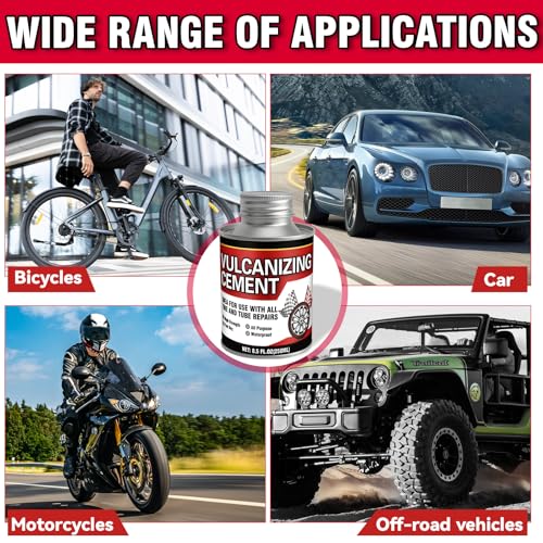 Chemical Vulcanizing Cement, Waterproof Tire Repair Glue 8.5 FL.Oz, Fast Drying Rubber Adhesive with Brush Top, Clear and Durable, Ideal for Car, Motorcycle, Bike - color: Transparent