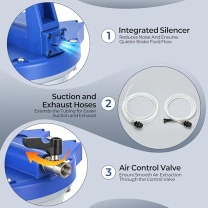 3L Vacuum Brake Bleeder Kit, Vacuum Pump Kit, ABS Brake Bleeding Tool with Large Tank, Lightweight Precision Flow Control System, Suitable for Cars, Motorcycles, Trucks, and SUV