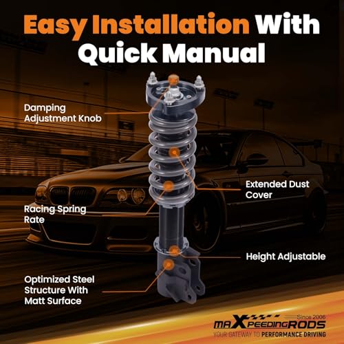 maXpeedingrods Coilovers for Honda Civic 2006-2011, for Acura CSX Sedan 2006-2011, 24 Levels Damper Adjustable Coilovers Suspension Kit, Height Adjustable Shock Absorber T7 Racing Lowering Kit - style: Civic 2006-2011
