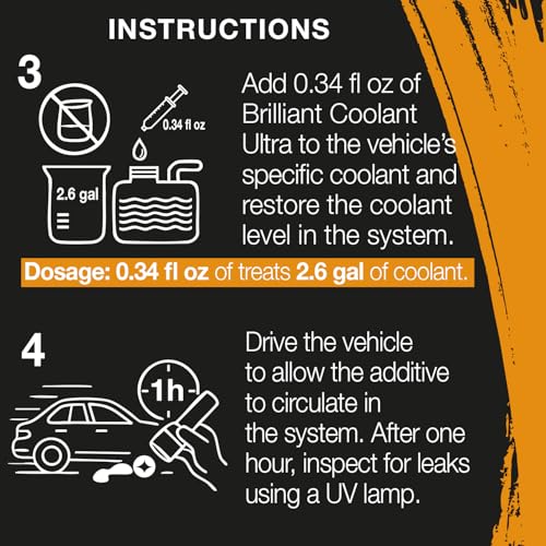 ERRECOM Brilliant Coolant Ultra | UV Dye for Coolant Leak Detection | Detects Radiator & Cooling System Leaks | Compatible with All Antifreeze & Coolant Used in Gasoline & Diesel Engines | 0.34 fl oz - color: Brilliant COOLANT Ultra