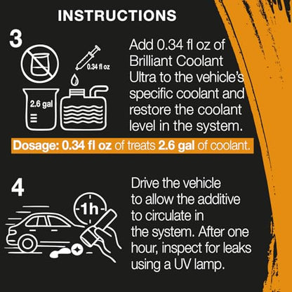 ERRECOM Brilliant Coolant Ultra | UV Dye for Coolant Leak Detection | Detects Radiator & Cooling System Leaks | Compatible with All Antifreeze & Coolant Used in Gasoline & Diesel Engines | 0.34 fl oz - color: Brilliant COOLANT Ultra