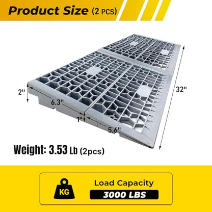 HOXWELL Modular Threshold Ramps for Doorways, 2'' Rise Wheelchair Ramps for Home Steps, 3000 Lbs Load Capacity Detachable Solid Plastic Entry Door Ramps for Wheelchairs and Cars, 2 PCS - size: 2''-2 Packs