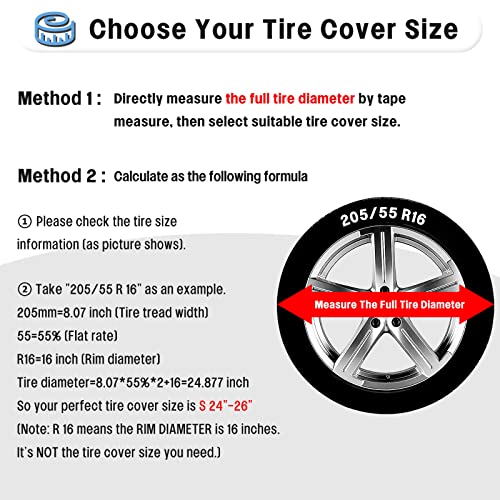 OutdoorLines Waterproof Tire Covers Set of 4 - color: Black, size: XL - Fits Tire Diameters 33"-35"