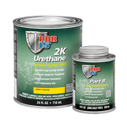 POR-15 2K Urethane - Safety Yellow - 32 FL OZ - Two Part Industrial Top Coat | Durable Long-Lasting Coating | Hammer Tough Finish - color: Safety Yellow, size: 32 Fl Oz (Pack of 1)