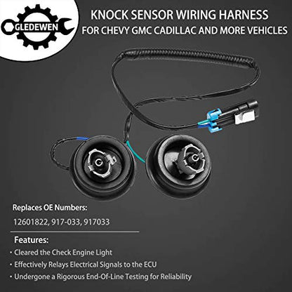 Knock Sensor Wiring Harness | for Chevy Suburban Silverado Avalanche Tahoe, GMC Sierra Yukon, Cadillac & More GM Vehicles | Replace# 12601822, 917-033 - style: Wiring Harness