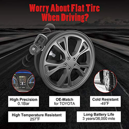 BDFHYK TPMS Sensor 315Mhz Programmed Tire Pressure Monitoring System Compatible with Toyota Camry RAV4 Tacoma 4Runner Lexus ES350 GS350 OE# 4260733011 4260706011 426070C010 - style: 4260733011