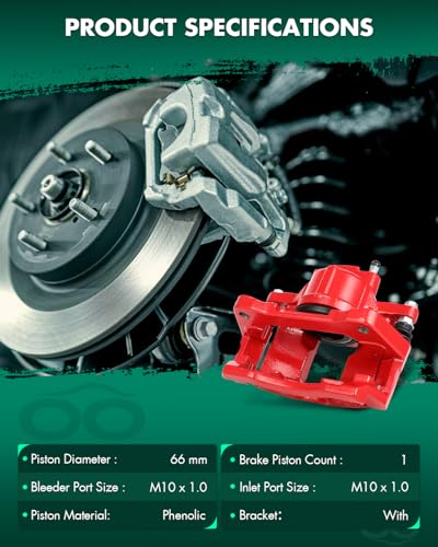 SCITOO 18B5044 18B5045 Front Left & Right Disc Brake Calipers With Bracket - size: Front[18B5044 & 18B5045]Red