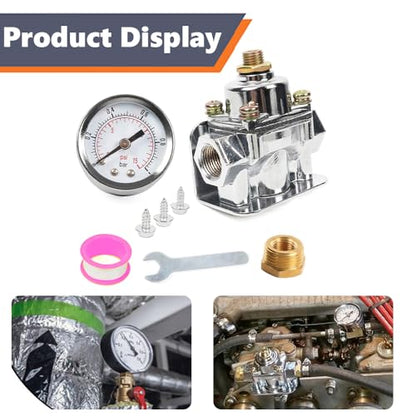 BARTOO 12-804 Adjustable Fuel Pressure Regulator Kit 1-4 PSI, 3/8" NPT - size: 12-804