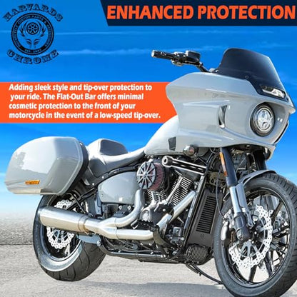 BLACK Engine Guard Protector Flat-Out For 18-25 Harley Softail