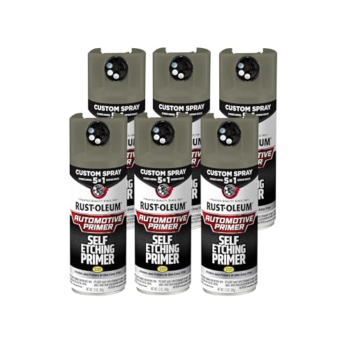 Rust-Oleum Automotive Self Etching Primer Custom Spray 5-in-1, Dark Green - size: 12 Ounce (Pack of 6)