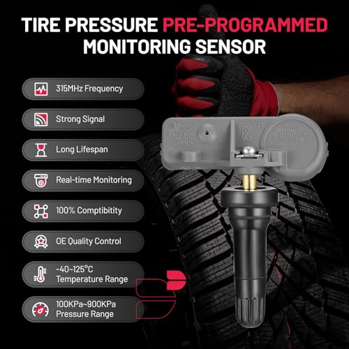 BDFHYK 315MHz TPMS Sensor Compatible with Chevy GMC Buick, Compatible with Cadillac Pontiac SAAB, Tire Pressure Monitoring System (TPMS) Sensors Replace# 13586335, 13581558, 15922396 Gray 4pcs - style: 22853741