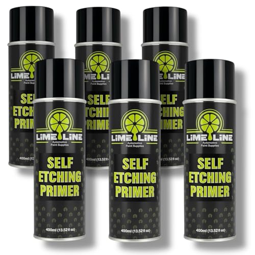 LiME LiNE Self Etching Primer – Professional Automotive Aerosol Primer for Bare Metal – Acid Etch Anti-Rust Formula – Fast-Drying, High Adhesion Spray Can (Pack of 6) - color: Pack of 6