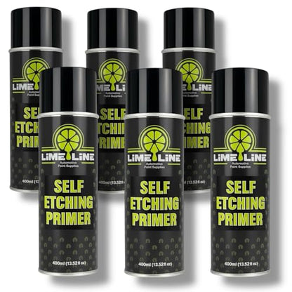 LiME LiNE Self Etching Primer – Professional Automotive Aerosol Primer for Bare Metal – Acid Etch Anti-Rust Formula – Fast-Drying, High Adhesion Spray Can (Pack of 6) - color: Pack of 6