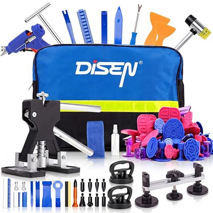DISEN 155Pcs Paintless Dent Removal Tool Kit Bridge Puller T-Slide Hammer - size: 155 PCS