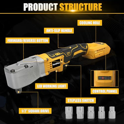 Right Angle Impact Wrench for Dewalt 20V MAX Battery (No Battery)