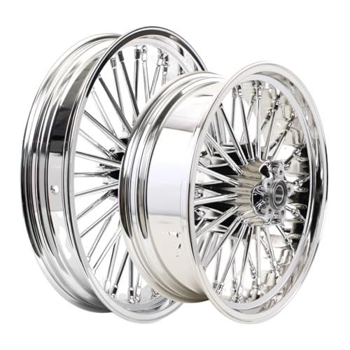 TOFR 21x3.5 18x5.5 Chrome Fat Spoke Wheels For Harley Dyna FXDB FXD 06-07 - color: 21x3.5 18x5.5 Chrome, size: Dyna 2006-2007