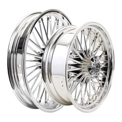 TOFR 21x3.5 18x5.5 Chrome Fat Spoke Wheels For Harley Dyna FXDB FXD 06-07 - color: 21x3.5 18x5.5 Chrome, size: Dyna 2006-2007