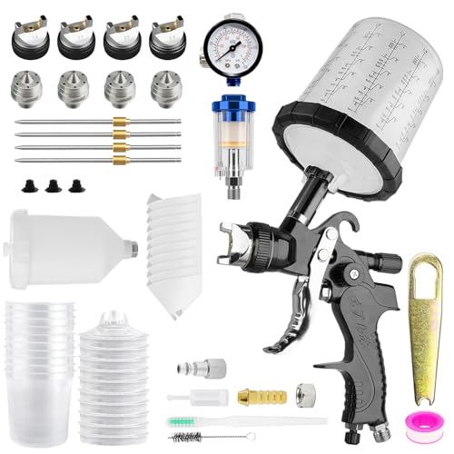 HVLP Spray Gun Kit with 10Pcs 650ML Disposable Paint Cups Car Paint Gun - color: Black