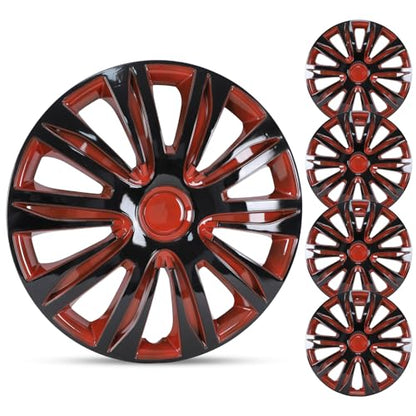 15 inch Wheel Rim Cover Hubcaps - Universal Hubcap Wheel Covers - color: 5083-Black & Red-15