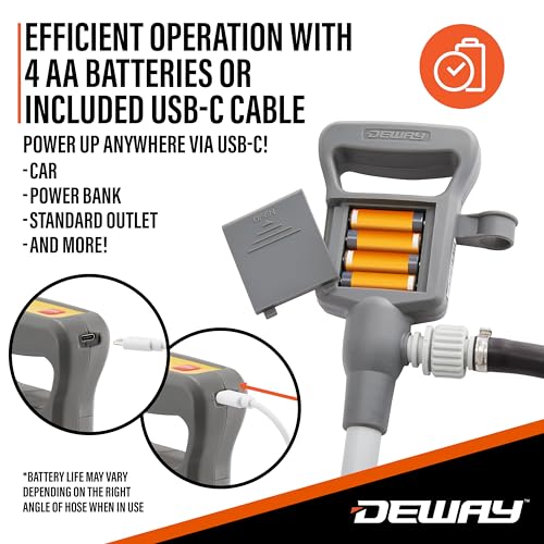 Deway Fuel Transfer Pump, Auto-Stop & Beep Nozzle, 3.8 GPM, 51in Hose - style: Auto-Stop w/ Beep