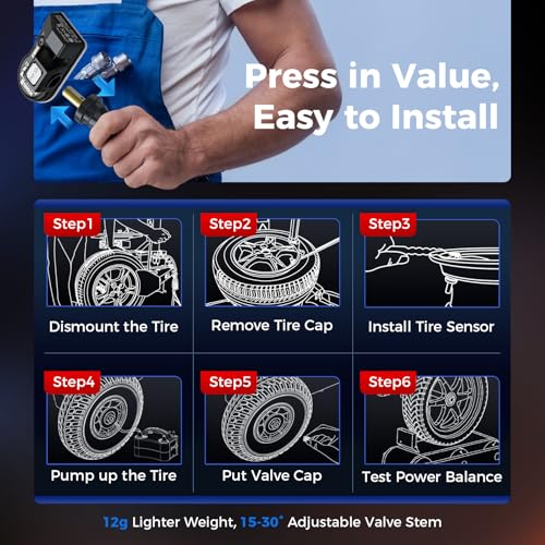 Autel TPMS Sensors, 1 MX-Sensor 433/315MHz, Maxitpms Tire Pressure Sensor 4pack, Replacemend Tire Sensors Press-in Rubber Valves, Programmed with TS508WF