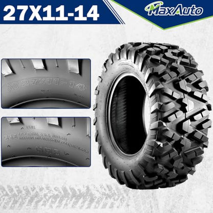 ‌MaxAuto 2-Pack 27x11-14 UTV Rear Tires - All-Terrain Mud & Sand Off-Road Performance, 6-Ply Tubeless Construction for Durability & Traction - size: 27x11-14 Rear