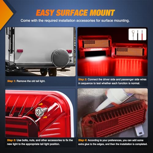 Nilight RV Tail Light 2PCS 72 LED Red White Tail License Plate Lights - color: RV Tail Light 72LED 2PCS