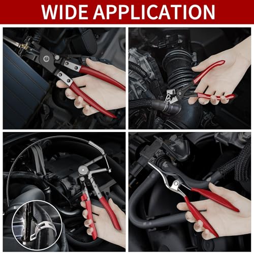 WISEUP 4PCS Hose Clamp Pliers Set for Auto Fuel, Oil, Coolant, Radiator