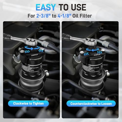 2PCS Universal Adjustable Oil Filter Wrench 60-80 mm & 80-105 mm, Oil Filter Removal Tool with Auto-Clamp Spring, 1/2" Drive Cap Wrench Set with Non-Slip Jaws, Fits Small to Heavy Duty Spin-on Filters - size: 60-80 mm & 80-105 mm (2 Pieces)