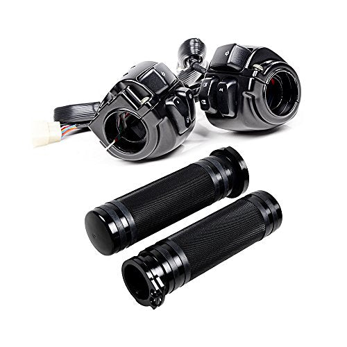 Handlebar Switch Controls & Grips for Harley 1996-2012 - color: Black and Black Custom, size: Switches + Handgrips