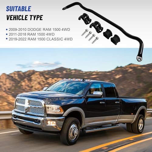 Upgrade 55398938AC Front Suspension Stabilizer Bar Compatible with 2009-2010 Dodge Ram 1500,2011-2018 Ram 1500,2019-2022 Ram 1500 Classic 4WD (Sway Bar) (Sway Bar with Bushing Kit) - size: Sway Bar With Bushing Kit