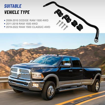 Upgrade 55398938AC Front Suspension Stabilizer Bar Compatible with 2009-2010 Dodge Ram 1500,2011-2018 Ram 1500,2019-2022 Ram 1500 Classic 4WD (Sway Bar) (Sway Bar with Bushing Kit) - size: Sway Bar With Bushing Kit