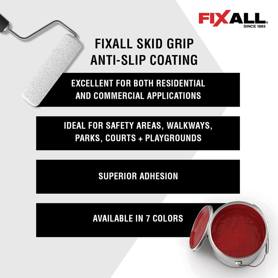 FIXALL Skid Grip Anti-Slip Coating, 5 Gallons, Jet, Exceeds ADA Standards, Ideal for Safety Areas, Slip-Resistant Pavement, Cement & Concrete Paint - color: Jet, size: 640 Fl Oz (Pack of 1)