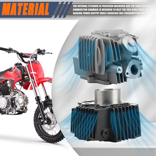 52.4mm Big Bore Cylinder and Head with Piston Ring Rebuild Kit and Gaskets Compatible with 4 Stroke Horizontal 110cc Chinese Taotao Coolster Engine ATV Go Kart Dirt Bike