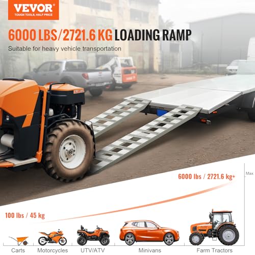 VEVOR Loading Ramps, 2 Pcs 72 x 15 in, Durable Aluminum and Heavy-Duty Trailer Ramp Set with Anti-Slip Plates, 6000 Lbs Combined Capacity, for Carts, Farm Tractors, ATVs, Lawn Mowers, Motorcycles - size: 6000 lbs
