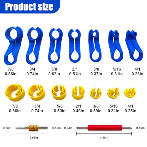 16PCS Car AC Fuel Line Disconnect Tool Set, Master Quick Disconnect Tool Kit Includes 1/4 5/16 3/8 1/2 5/8 3/4 7/8 Inch, Valve Core Remover with Storage Box for Transmission Oil Cooler Line