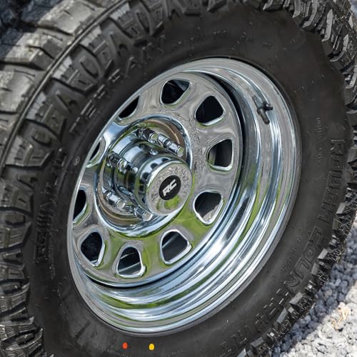 Rough Country 17x9 Polished Chrome Steel Wheel - 5x5, 12mm Offset, 3.30 Bore, Classic Off-Road Rim for Trucks, Jeeps & SUVs - size: 17x9 - 5x5, -12mm