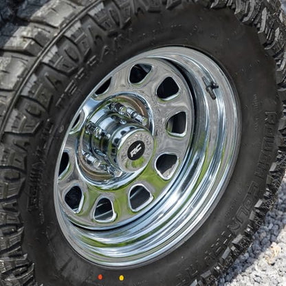 Rough Country 16x8 Polished Chrome Steel Wheel - 6x5.5, 12mm Offset, 4.25 Bore, Classic Off-Road Rim for Trucks, Jeeps & SUVs - size: 16x8 - 6x5.5, -12mm