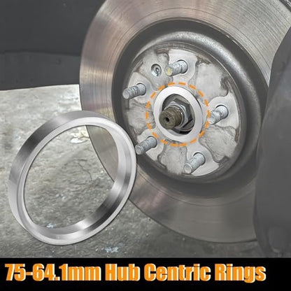 X AUTOHAUX 4pcs OD 75mm to ID 64.1mm Aluminum Alloy Car Hub Centric Rings Wheel Bore Center Spacer - size: 75mm ID to 64.1mm OD