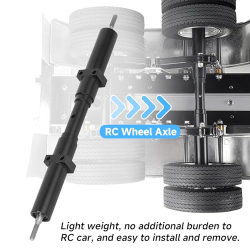 1/10 RC Trailer Axle Kit, 167mm/6.6in RC Trailer Dual Axles, Black Metal Non Powered Rear Wheel with Screws Accessories Replacement for Tamiya 1/10 Rc Tractor Truck, 1Pcs